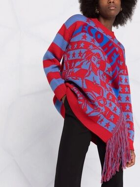 Stella McCartney Eco Hero Oversized Fringe Sweater NWT $1250 Wool Size 46